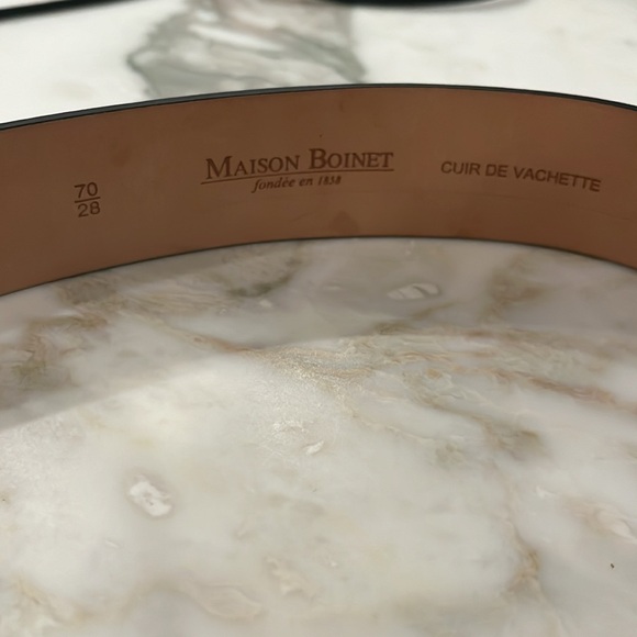 Maison Boinet Black Leather Belt 70/28mm single loop gold enclosure - Picture 3 of 7